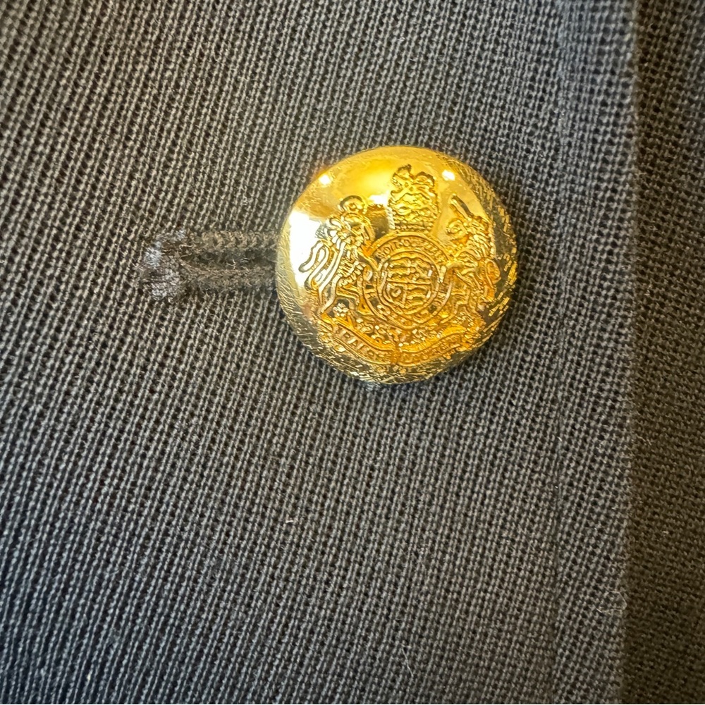 Lauren Ralph Lauren Wool Gold Button Blazer Jacket Black Size 6 See Pic For Flaw - Picture 2 of 8